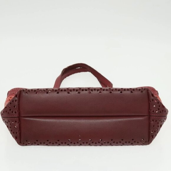 Salvatore Ferragamo Tote Bag Leather Red Gold Auth 102115 - Picture 7 of 16